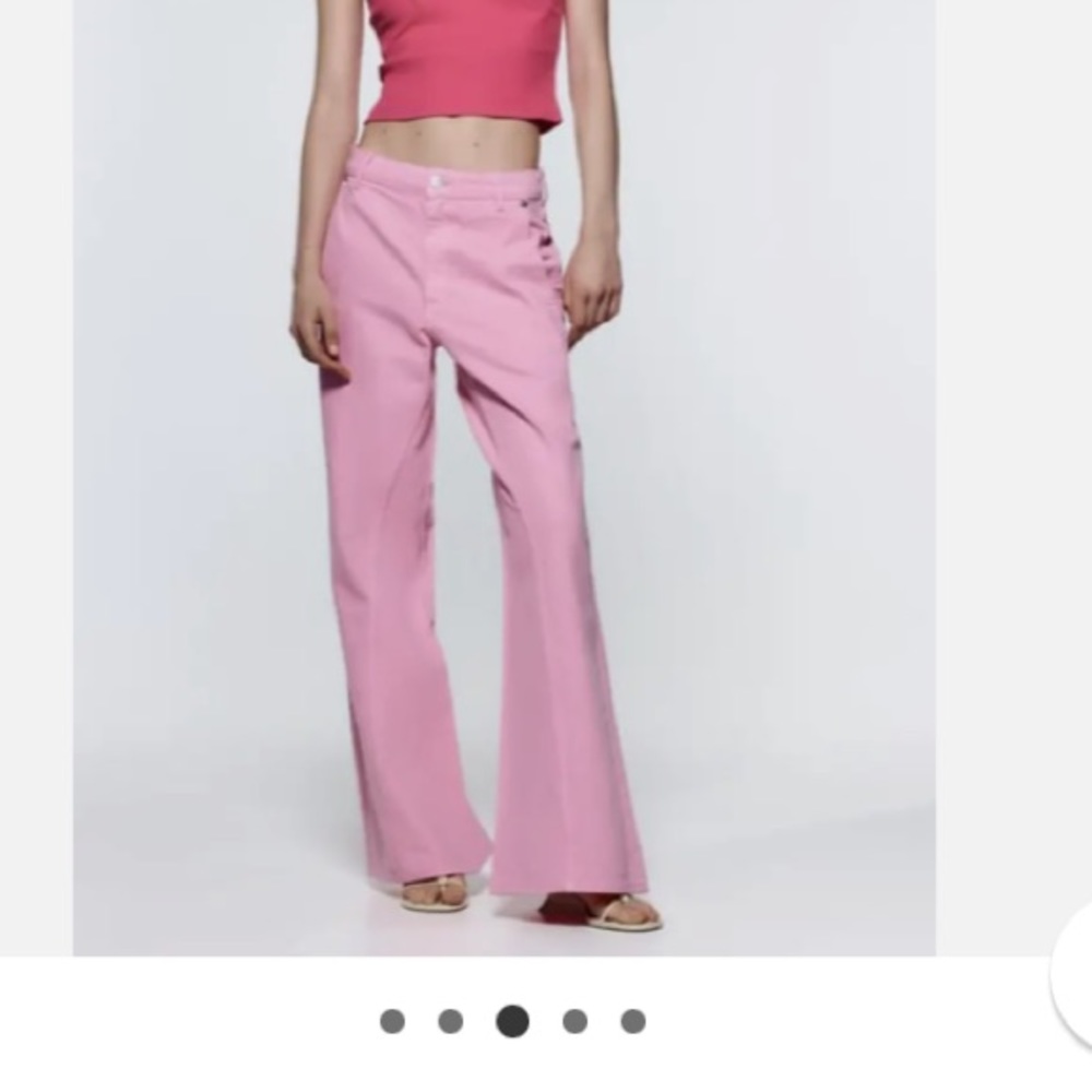 Zara barbie pink super wide leg high rise jeans US 4
